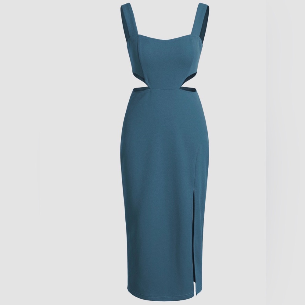 Elegant Teal Sleeveless Dress